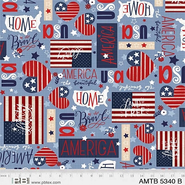 America the Beautiful - P & B Textiles - Patriotic - 5340 - Blue