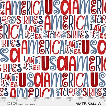 America the Beautiful - P & B Textiles - One Way - 5344 - White