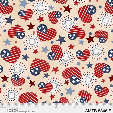 America the Beautiful - P & B Textiles - Tossed Floral - 5346 - Ecru