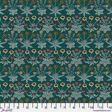 Lodden - The Original Morris & Co. - Free Spirit - Daisy Fields - PWWM152 - Teal