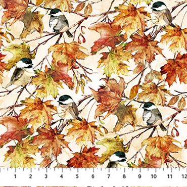 Autumn Breeze - Northcott - Birds - DP28057 -11 - Cream Multi