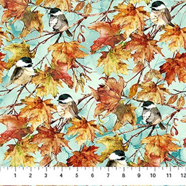 Autumn Breeze - Northcott - Birds - DP28057 - 62 - Turq Multi