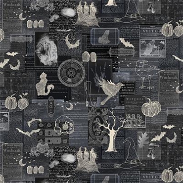 Witch's Tale - Clothworks - Collage Black - Y4788 - 3