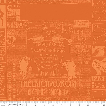 Scary Scraps - Riley Blake - Halloween Games Text - 17606 - Orange