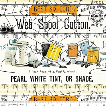 Scary Scraps - Riley Blake - Scary Spools Border Stripe - 17602 - White