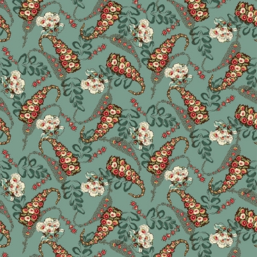 Bucklebury Chintz - Henry Glass - 3130 - 77 - Medium Teal