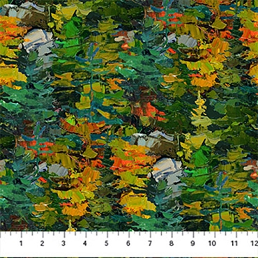 Silent Lake - Northcott - Evergreen Trees - DP27253 - 76 -  Dk Green Multi