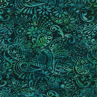 Copper Mountain - Wilmington Batiks - Ferns - 1400 - 22288 - 744 - Dots & Leaves - Green Blue