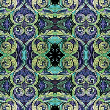 Incandescent -  Paula Nadelstern - Benartex - Scroll Work Turquoise/Purple - 16784 - 85