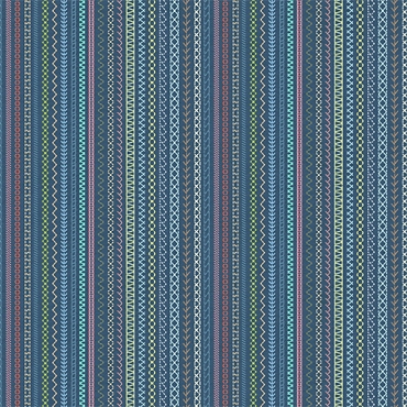 The Secret Life of Squirrels  IV - Clothworks - Y4901 - 89 - Embroidery Stripe - Dark Denim