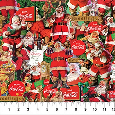 Coca Cola Christmas - Northcott - CC1014 - 26 - Red Multi - Santa Scenes