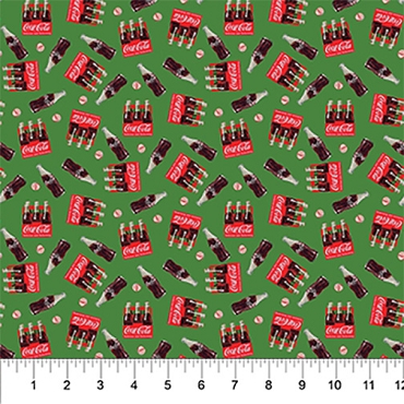Coca Cola Christmas - Northcott - CC1016 - 75 - Green - Tossed Crate