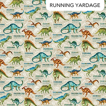 Dino Roar - Northcott - DP28461 - 12 - Beige/Multi