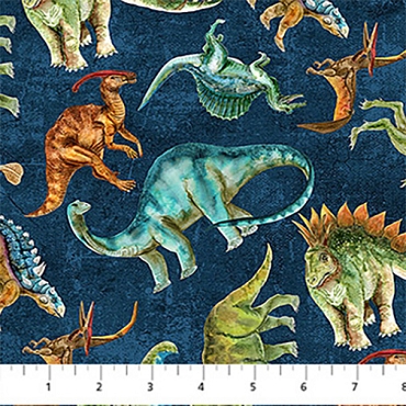 Dino Roar - Northcott - DP28462 - 48 - Navy/Multi