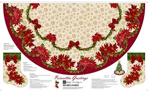 Poinsettia Greetings - QT Fabrics - Poinsettia Tree Skirt - 31081 - X - Multi