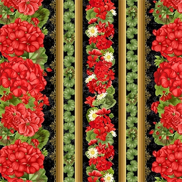 Timeless Treasures - SCARLET BEAUTY - GERANIUM 11