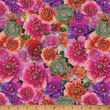 Whimsical Flower Garden - Hoffman - W5537 - 23 - Fuchsia
