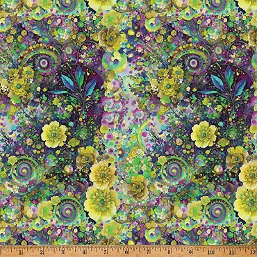 Whimsical Flower Garden - Hoffman - W5536 - 71 - Lime