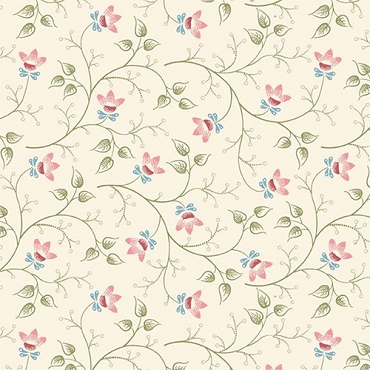 Cottage Florals - Marcus Fabrics - Viney Floral - R - 261212D - Cream