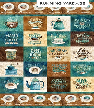 Barista Panel - Northcott - DP - 27695 - 64 - Lt Teal Multi
