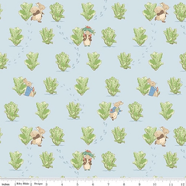 Peter Rabbit and Benjamin Bunny - Riley Blake - Lettuce Patch - 17253 - Blue
