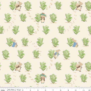 Peter Rabbit and Benjamin Bunny - Riley Blake - Lettuce Patch - 17253 - Cream