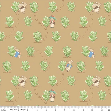 Peter Rabbit and Benjamin Bunny - Riley Blake - Lettuce Patch - 17253 - Tan