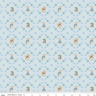 Peter Rabbit and Benjamin Bunny - Riley Blake - Lattice - 17254 - Blue