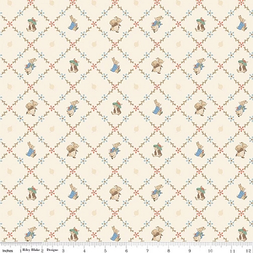 Peter Rabbit and Benjamin Bunny - Riley Blake - Lattice - 17254 - Cream