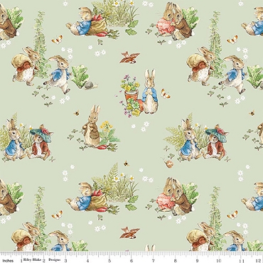 Peter Rabbit and Benjamin Bunny - Riley Blake - Main - 17250 - Green