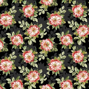 Elysium - Clothworks - Tossed Roses Black - 4191 - 3