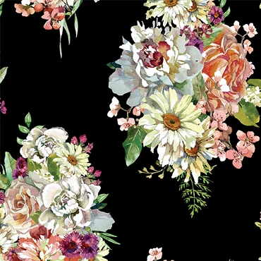 Elysium - Clothworks - Digital Bouquets Black - 4187 - 3