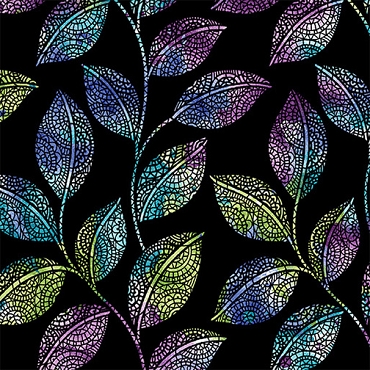 Go with the Flow -  Benartex - Mosaic Leaves - 16743 - 12 - Black/Multi