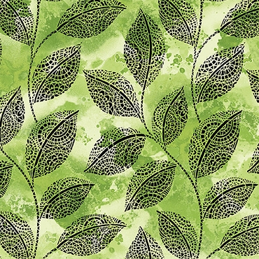 Go with the Flow -  Benartex - Mosaic Leaves - 16743 - 44 - Lime