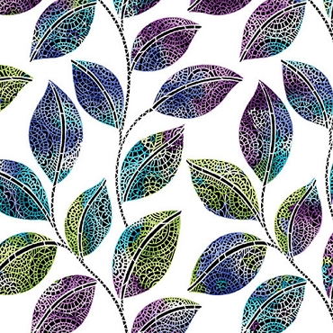 Go with the Flow -  Benartex - Mosaic Leaves - 16743 - 09 - White/Multi 