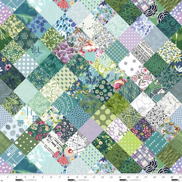 Neighborhood Assocation - Studio E Fabrics - 8421 - 67 - Cheater Patch Teal Green