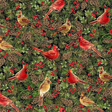 Joyful - Timeless Treasures - CM3714 - Cardinals Metallic - Cardinal