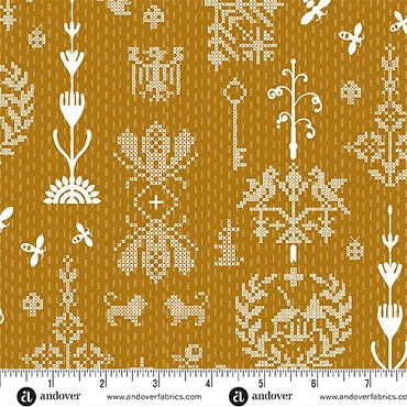 Jinny by Alison Glass - Andover - A - 10334 - Y - Redwork Amber