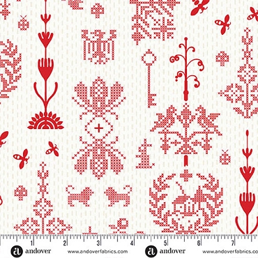 Jinny by Alison Glass - Andover - A - 10334 - R - Redwork Cherry