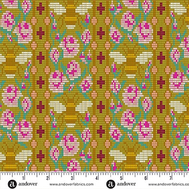 Jinny by Alison Glass - Andover - A - 10333 - Y1 - Beadwork Olive