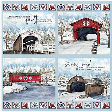 Covered Bridges in Winter - Riley Blake - Pillow Panel - 18005