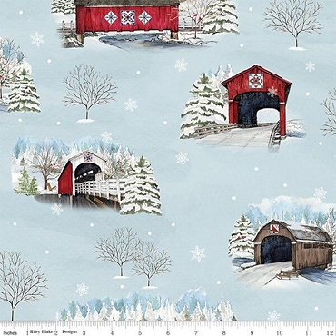 Covered Bridges in Winter - Riley Blake - Main - 18000 - Iceberg