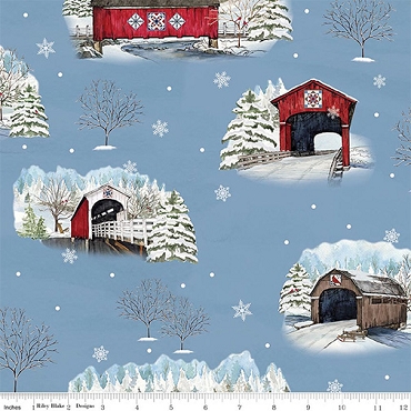 Covered Bridges in Winter - Riley Blake - Main - 18000 - Blue