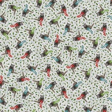 Holly Woods - Studio E Fabrics - 9242- 11 - Pearl - Knitting Raccoon