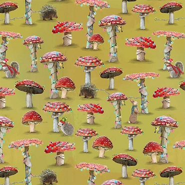 Holly Woods - Studio E Fabrics - 9239 - 44 - Citrus - Mushroom Trees