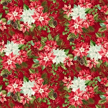 Holiday Feather & Flourish - Studio E Fabrics - 9267 - 88 - Red Winter Blooms