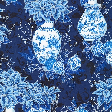 Holiday Flourish - Festive Finery  - Kaufman - 22284 - 9 - Navy