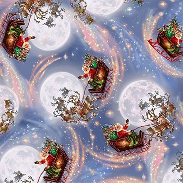 Christmas Eve - Timeless Treasures - CD3371 - Santa Sleighs - Multi