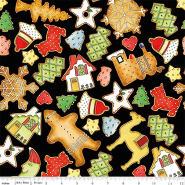 Gingerbread - Riley Blake - Cookie Toss - 17845- Black