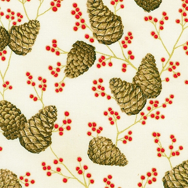 Holiday Flourish - Forest Glen - Robert Kaufman - 23705 - 84 - Cream
